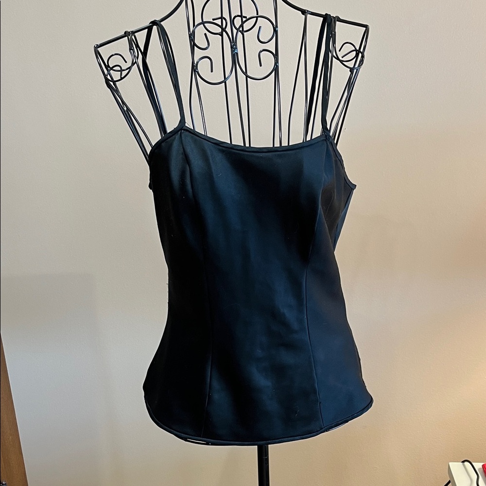 Black Women's Satin Cami Top - Classic Spaghetti Strap